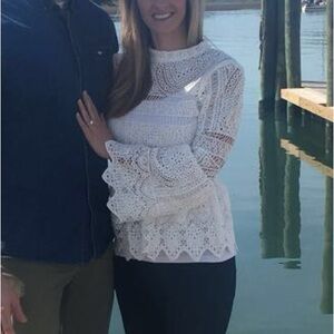 White Boohoo brand lace top bought at boutique. US size 6, fits like a small